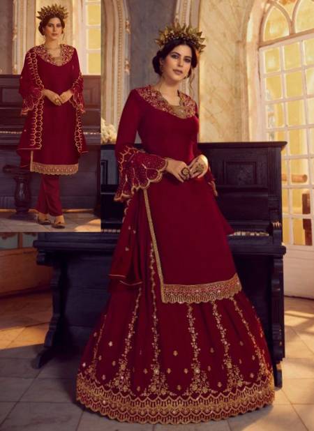 Maroon Colour FIONA GULRANG 2 Heavy Wedding Wear Embroidery Salwar Kameez Collection 23021